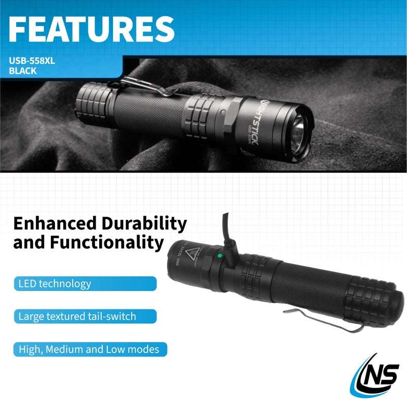 Nightstick USB-558XL USB-C Rechargeable Tactical Flashlight, Black - Image 5
